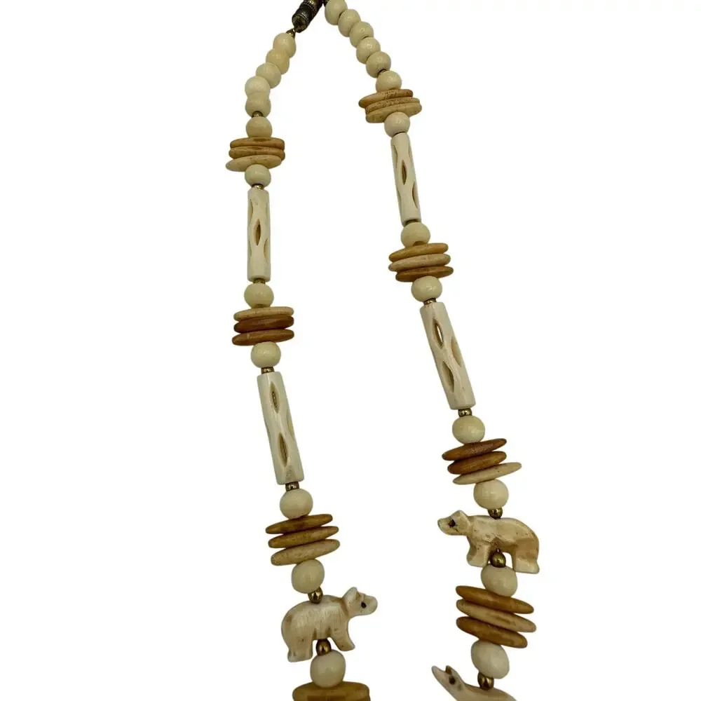 Vintage Navajo Carved Bone Necklace 13